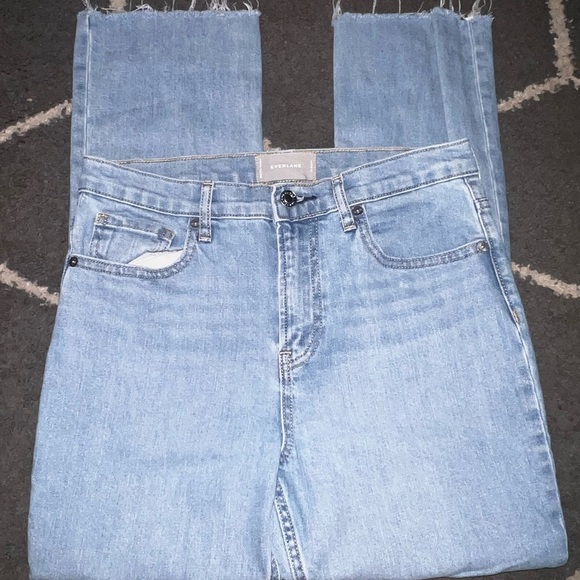 Everlane Light Wash Raw Hem High Rise Blue Jeans Size 29 - Picture 4 of 7